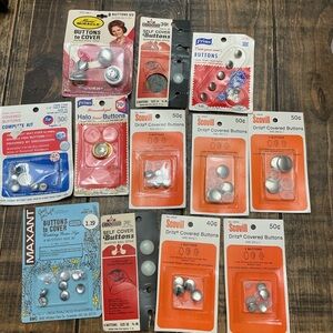 Assorted Covered Buttons Pack - Silver White - Mixed Brands